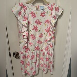 bella bliss Pink and White Floral Kids Dress